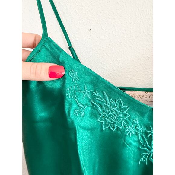 80s NOS Emerald Green Silky Cami Sleep Set size medium - Picture 7 of 14